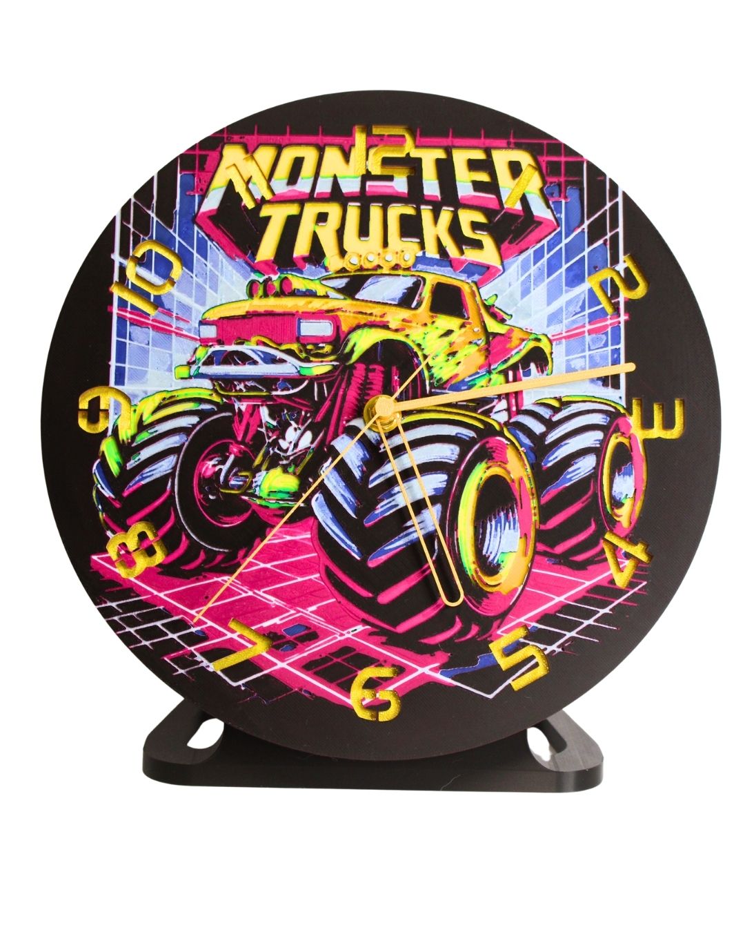 Vibrant Colour Monster Truck Kids Clock - 3D Printed