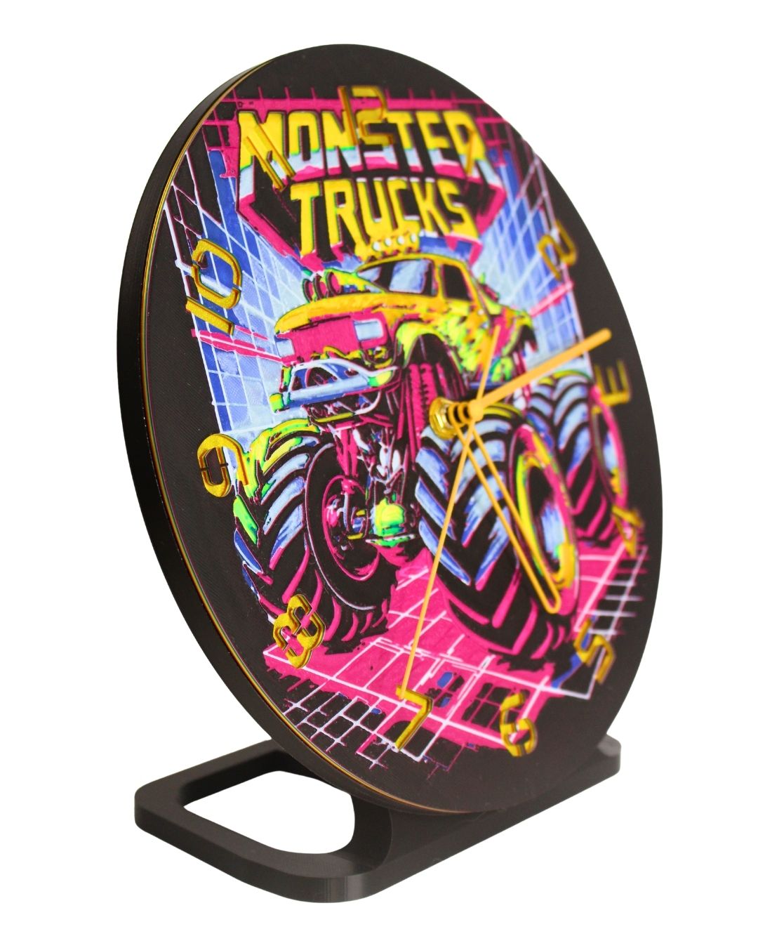 Vibrant Colour Monster Truck Kids Clock - 3D Printed