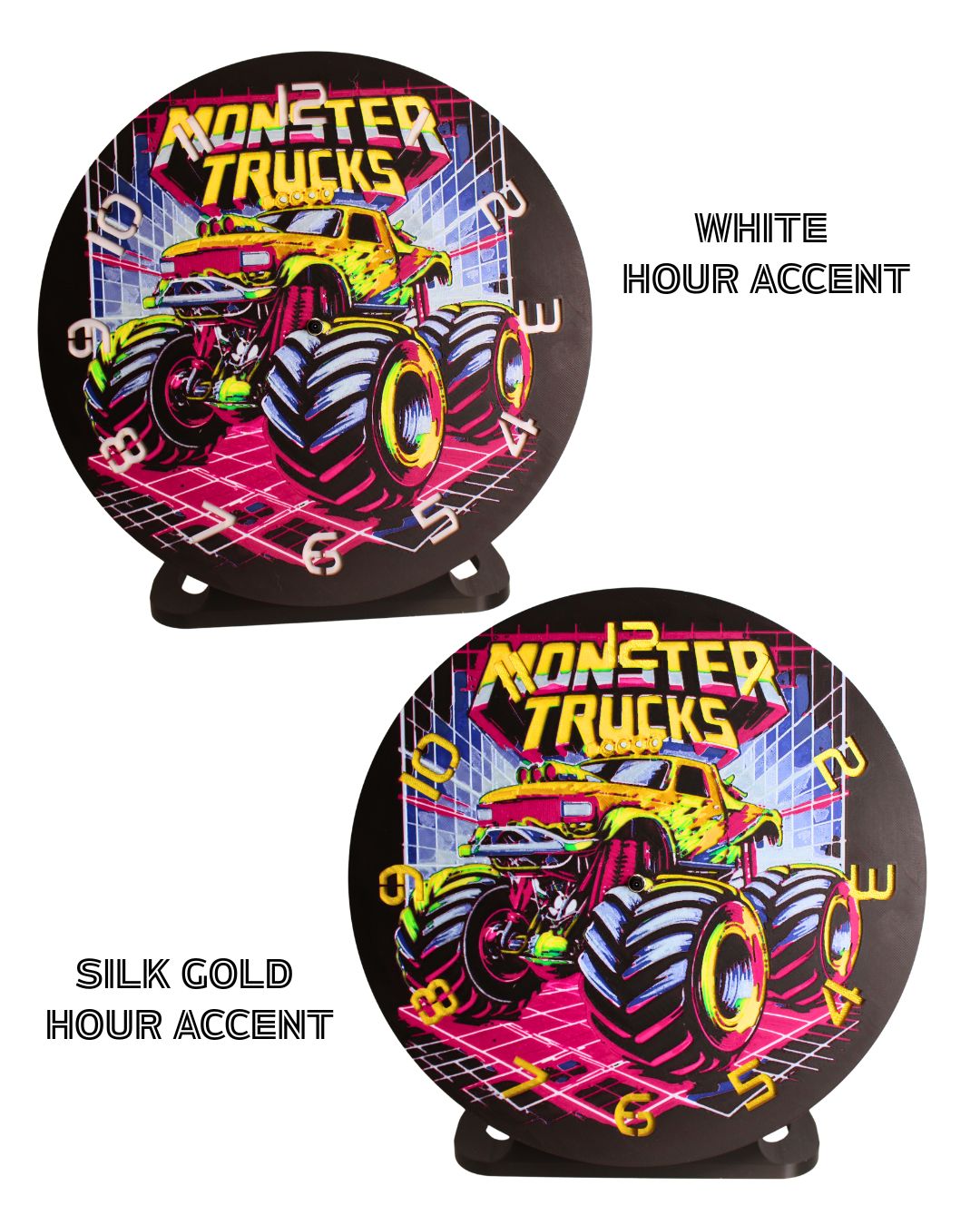 Vibrant Colour Monster Truck Kids Clock - 3D Printed