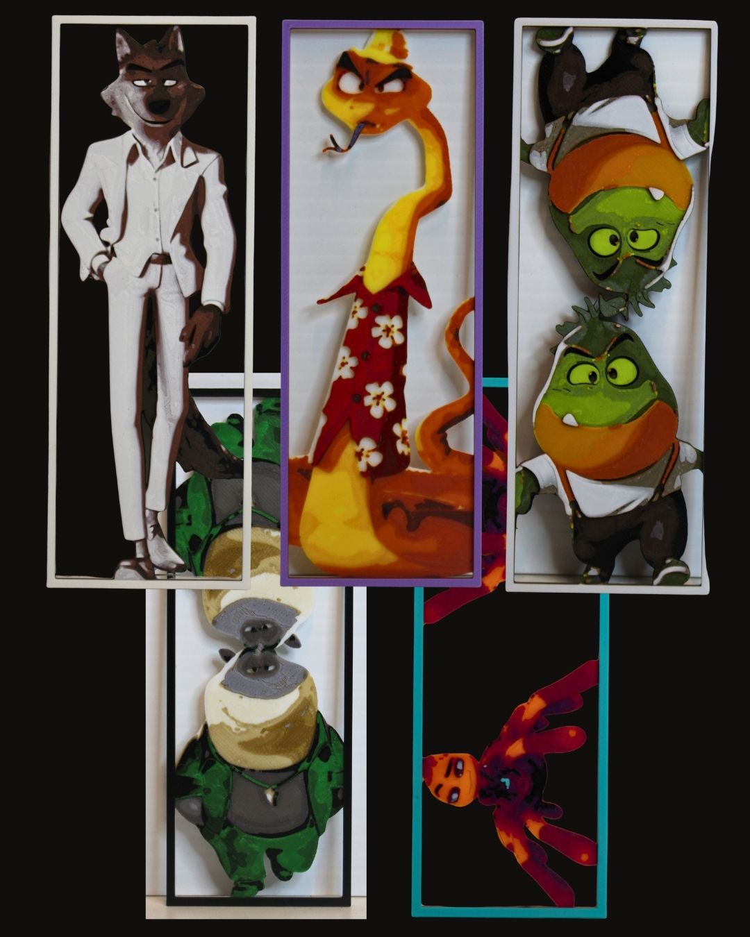 "Bad Guys" Inspired 3D Printed Bookmarks - Transparent Background