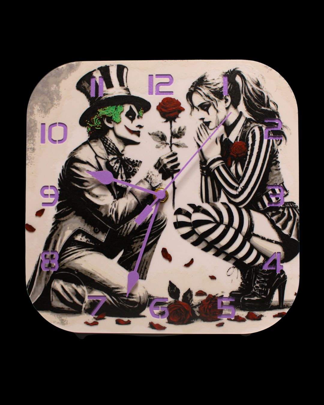 Joker & Harley Quinn Romance Clock – 3D Printed Square Clock