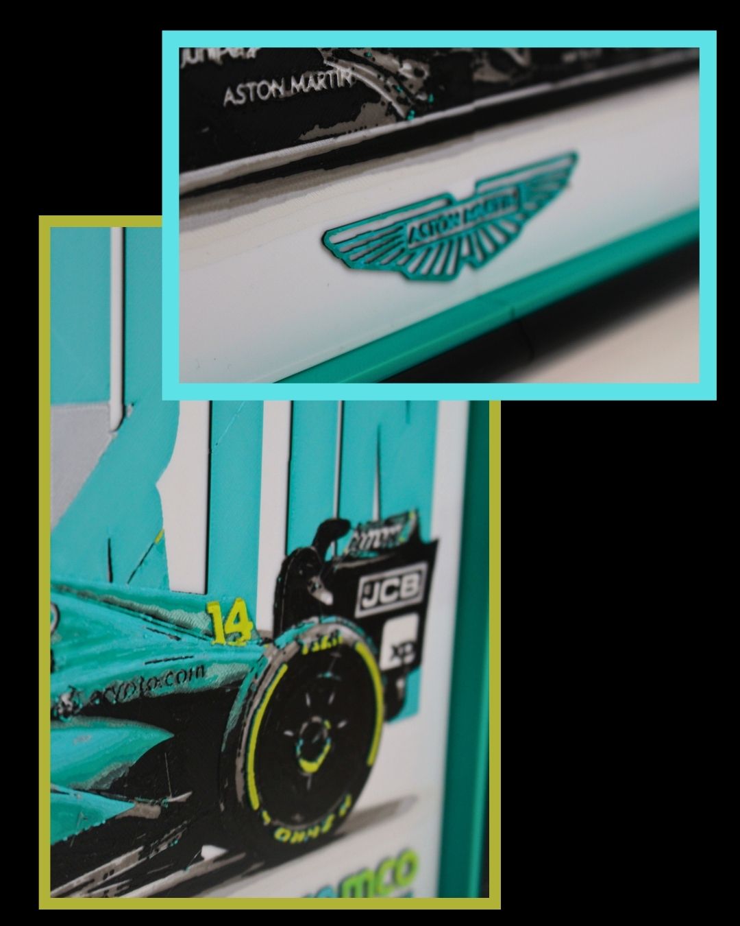 Aston Martin F1 Multiforge Wall Art – Two Panel HueForge Display